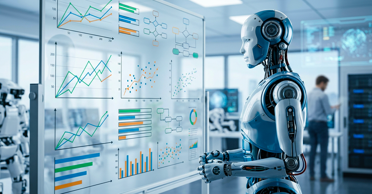 Robot AI moderno in ambiente lavorativo